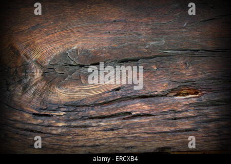 verwitterte alte Eiche Holz-Oberfläche mit großen Knoten Stockfoto