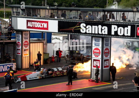 Ein Jet powered Dragster in Santa Pod FIA Main Event, Mai 2015 Stockfoto