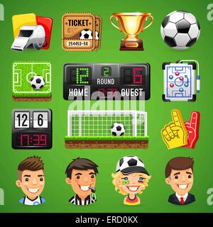 Realistische Vektor Icons Set zum Thema Fußball Stock Vektor
