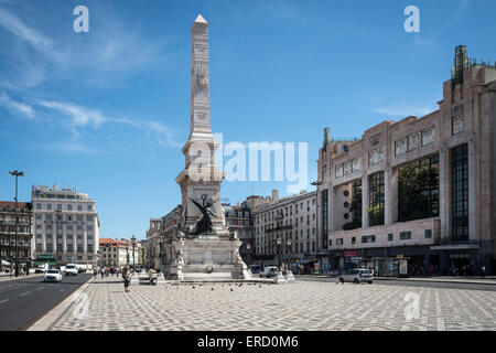 Obelisk am Praça Dos Restauradores Platz im Bezirk Rossio, Lissabon, Portugal Stockfoto