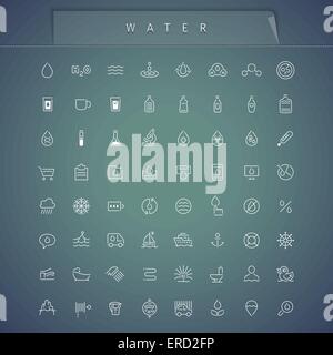 Wasser dünnen Icons Set Stock Vektor