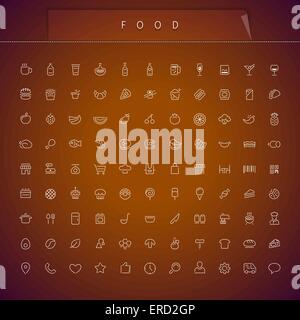 Essen dünnen Icons Set Stock Vektor