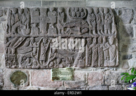 Die Wirksworth Stone ist eine alte Sargdeckel in St. Marys Church angezeigt Stockfoto