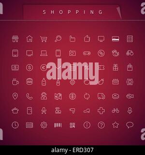 Einkaufen dünne Icons Set Stock Vektor
