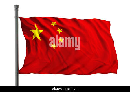 Flagge von China isoliert auf weißem Hintergrund Stockfoto