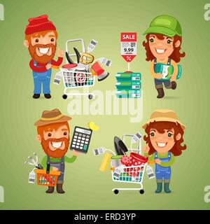 Bauern-Käufe Ausrüstung für die Gartenarbeit Stock Vektor