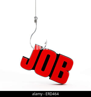 Job-Suche-Konzept mit Haken und Job Text. Stockfoto