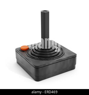 Vintage Joystick isoliert auf weiss. Stockfoto