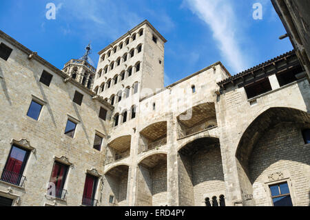 Palau Reial Major (Grand Royal Palace) im Placa del Rei (King es Square) gotischen Viertel, Barcelona, Spanien Stockfoto