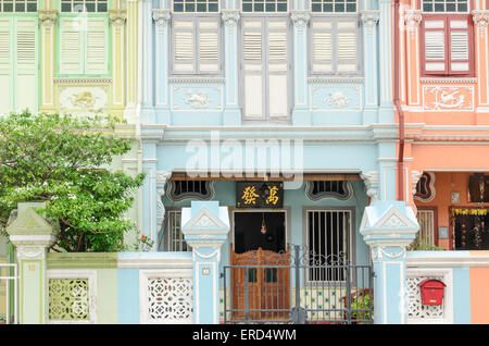 Baba Nonya Stil Shophouse ist ein Beispiel der Peranakan Architektur, Singapur. Stockfoto