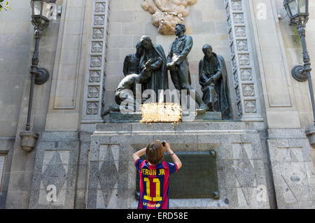 Kriegerdenkmal von Josep Llimona, Plaza de Garriga Bachs, Carrer del Bisbe Barcelona Stockfoto