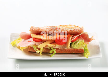 Schinken und Käse Sub Sandwich - Studio gedreht Stockfoto