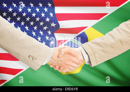 Geschäftsleute Händeschütteln - USA und Brasilien Stockfoto
