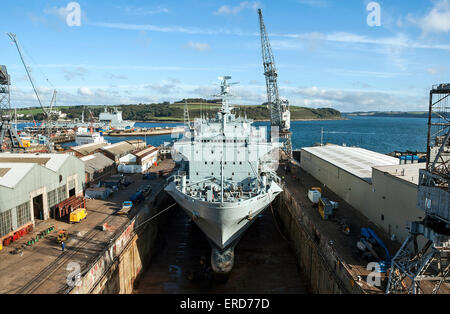 RFA Argus im Trockendock bei Pendennis Shipyard, Falmouth, Cornwall, UK Stockfoto