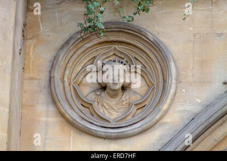 Westminster Abbey Wanddekoration. Westminster, London, Vereinigtes Königreich. Stockfoto