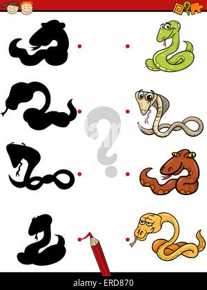 Cartoon-Illustration von Bildung Schatten Matching-Spiel für Kinder im Vorschulalter Stock Vektor