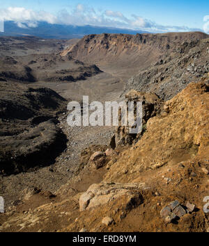 Vulkanlandschaft der Lavaströme und Schweller auf der Tongariro Alpine Crossing in Neuseeland Nordinsel Stockfoto