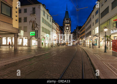 Abend in Freiburg, Deutschland. Stockfoto
