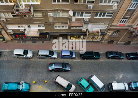 Vogelperspektive Ansicht Straßenszene, Dorcol Bezirk, zentrales Belgrad, Serbien, Südosteuropa Stockfoto