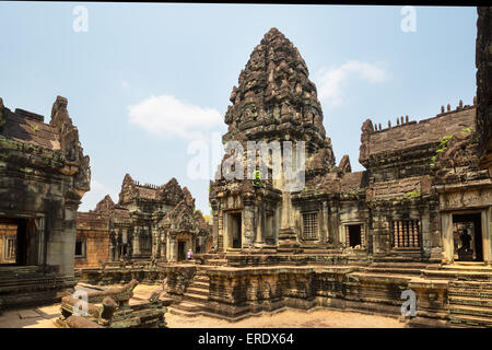 Hof und Prasat mit Mandapa, Banteay Samre Tempel, Angkor und Siem Reap Provinz, Kambodscha Stockfoto