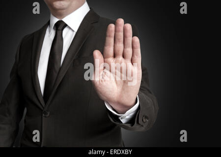 Hand-Stop von Geschäftsmann gezeigt. Stockfoto