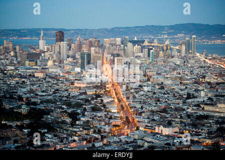 Luftaufnahme des San Francisco Stadtbild, Kalifornien, Vereinigte Staaten Stockfoto