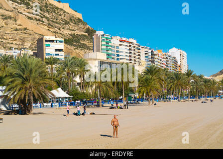 Playa del Postiguet, Alicante Alacant, Costa Blanca, Spanien Stockfoto