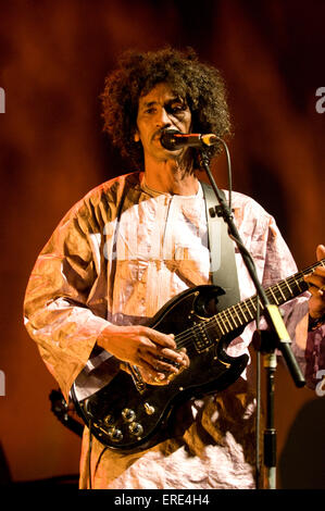 Ibrahim ag Alhabib, Lead-Sänger von Tinariwen. Tinariwen sind Gitarre-Dichter aus der südlichen Sahara. Sie sind Symbole Stockfoto