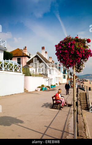 Direkt am Meer befindet sich auf der Promenade in Lyme Regis auf der Jurassic Coast, Dorset, England, UK Stockfoto