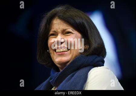 Pippa Harris Produzent "Rufen Sie die Hebamme" Diskussion auf der Bühne Hay Festival 2015 Stockfoto