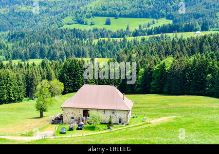 Ruhigen und abgelegenen Farm in den Bergen der Schweiz in der Nähe von Prantin, Montreux Stockfoto