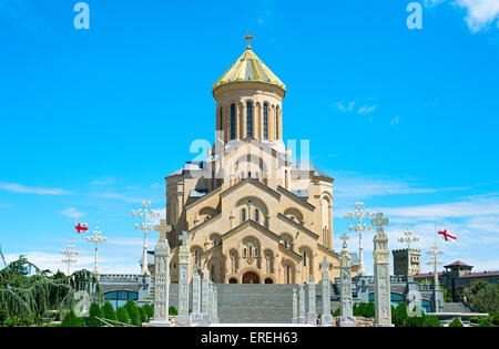 Blick auf die Sameba-Kirche. Tiflis (Tbilissi), Georgien Stockfoto