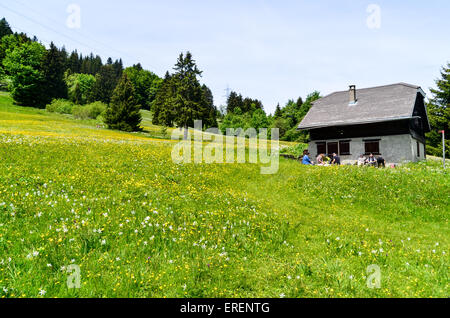 Chalet Haus in den Bergen der Schweiz Stockfoto