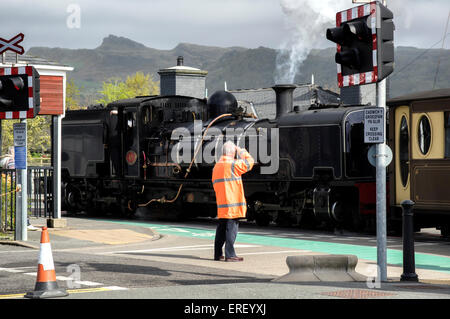 Welsh Highland Railway in Porthmadog, Gwynedd, Nordwales Stockfoto