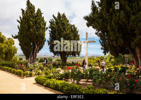 Der Garten am Mission San Juan Bautista in Kalifornien Stockfoto
