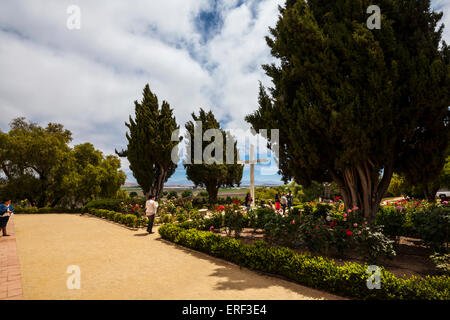 Der Garten am Mission San Juan Bautista in Kalifornien Stockfoto