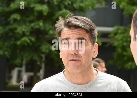 MKB-MVM Veszprem Trainer Antonio Carlos Ortega im Bild während der Medien-Ausschreibung für die VELUX EHF Final Four in Köln 29. Mai 2015. Foto: Horst Galuschka/Dpa - NO-Draht-Dienst- Stockfoto