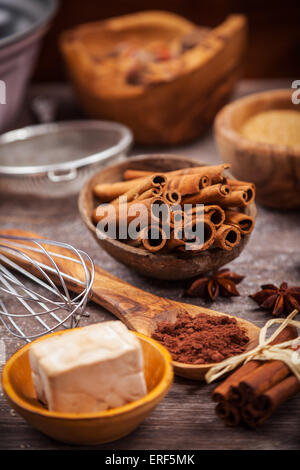 Zutaten für Kuchen oder Kekse backen Stockfoto