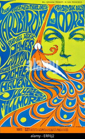 Plakat für mehrere Juli 1967 Konzerte im Fillmore Auditorium, San Francisco, USA, mit den Yardbirds, Richie Havens Stockfoto