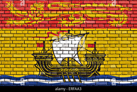 Flagge von New Brunswick auf Mauer gemalt Stockfoto