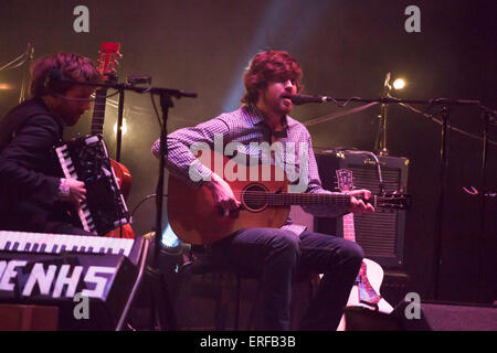 30.01.14 Glasgow. Lau, britische zeitgenössische folk-Band, trat im Glasgow City Halls Celtic Verbindungen 2014 als Teil der Einführung Stockfoto