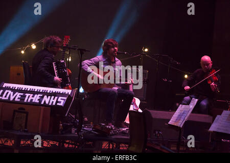 30.01.14 Glasgow. Lau, britische zeitgenössische folk-Band, trat im Glasgow City Halls Celtic Verbindungen 2014 als Teil der Einführung Stockfoto