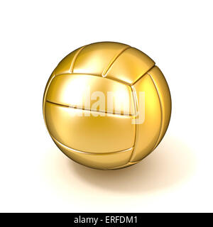 Goldene Volleyball Ball isoliert auf weißem Hintergrund. 3D illustration Stockfoto