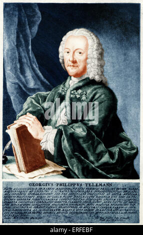 Georg Philipp Telemann Deutsch Komponist, 1681-1767.                           FARBIGE VERSION. Stockfoto