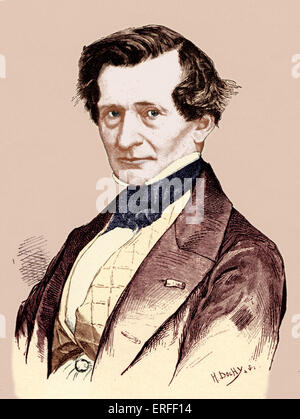 Hector Berlioz, 1856. Porträt, französischer Komponist (1803-1869) Farbausführung Stockfoto