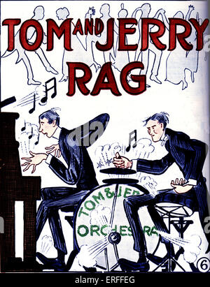 Tom & Jerry Rag - Abdeckung von Jerre Cammack geschrieben zu erzielen. Pianist und Schlagzeuger spielen Ragtime / jazz - Konzert Kleid tragen. St. Louis, krasse Musik, 1917 Stockfoto