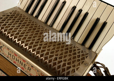 Akkordeon - close-up zeigt die Tastatur - von Hohner Akkordeon Stockfoto