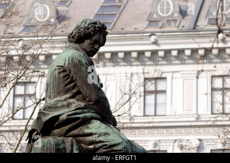 Ludwig van Beethoven - Denkmal des deutschen Komponisten in der Beethoven-Platz, Wien, Österreich. 17. Dezember 1770 - 26 März Stockfoto