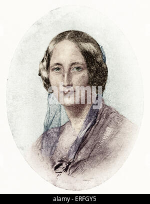 Gaskell, Frau Elizabeth Cleghorn, Née Stevenson - Porträt des englischen Schriftstellers 1810-1865.  Von Porträt von George Richmond. Stockfoto