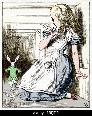 Alice und das weiße Kaninchen aus Alice im Wunderland von Lewis Carroll (Charles Lutwidge Dodgson), englischer Schriftsteller und Stockfoto